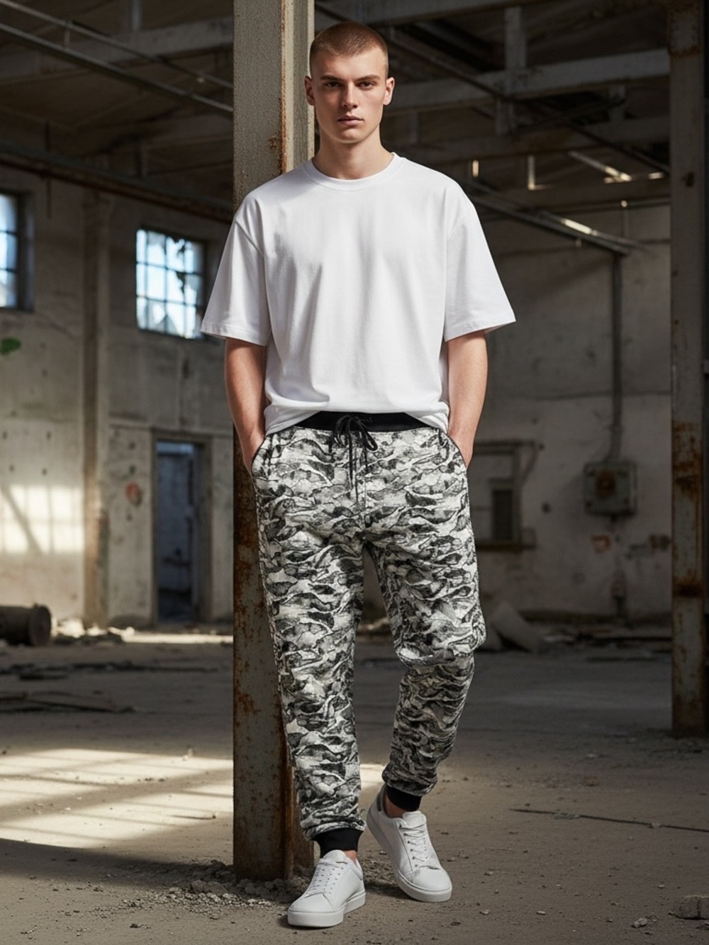 Jones New York Sport Black and Gray Camo Joggers